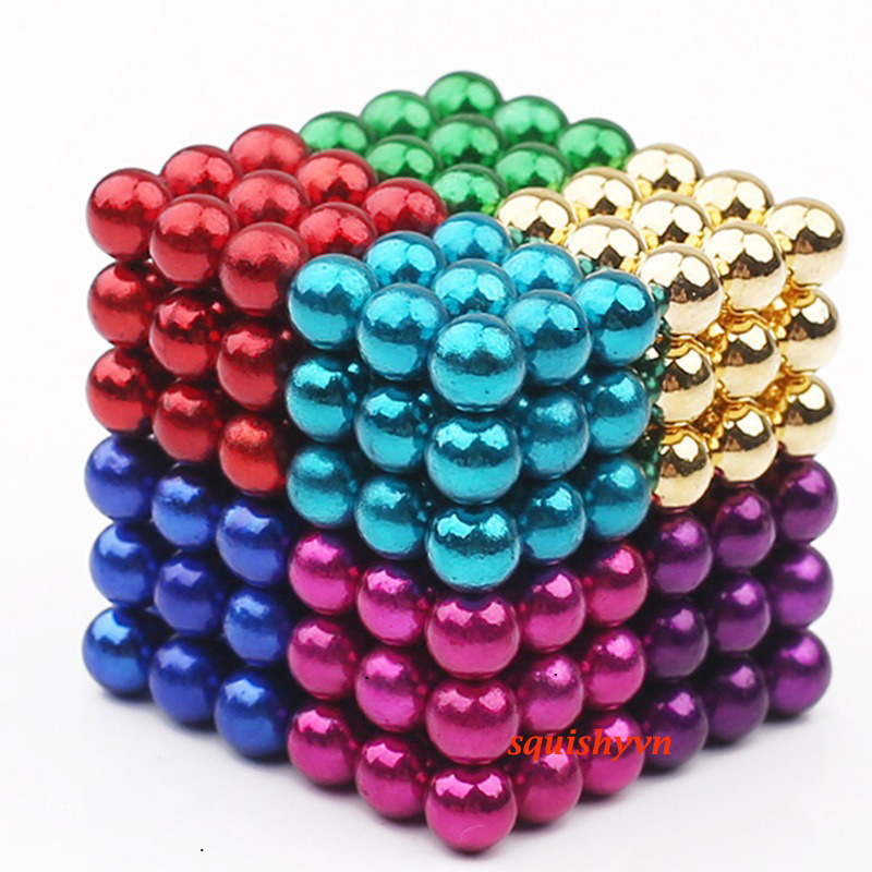 Bộ Bi Nam Cham Xếp Hình BuckyBalls Rainbow 5mm 6 màu 216 viên Hộp Nhôm