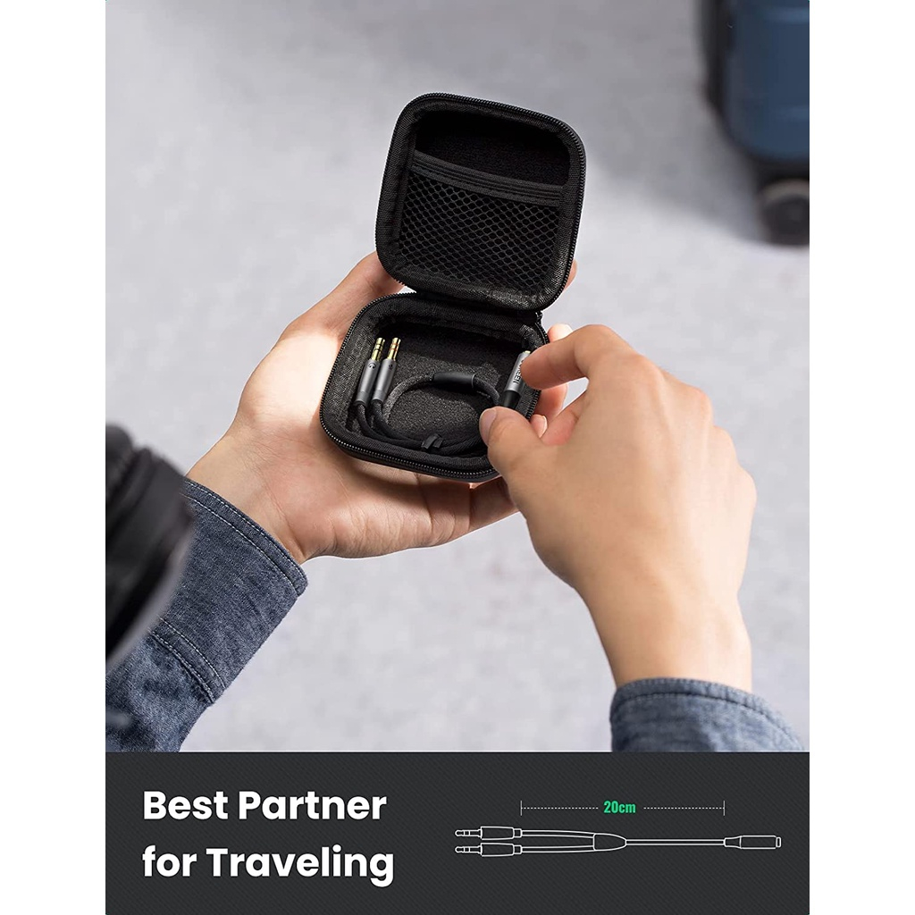 Dây chuyển đổi tai nghe 3.5mm sang 2 cổng 3.5mm cho âm thanh audio và mic, hàng chính hãng Ugreen, bảo hành 12 tháng