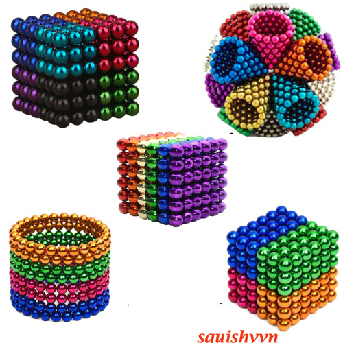 Bộ Bi Nam Cham Xếp Hình BuckyBalls Rainbow 5mm 6 màu 216 viên Hộp Nhôm
