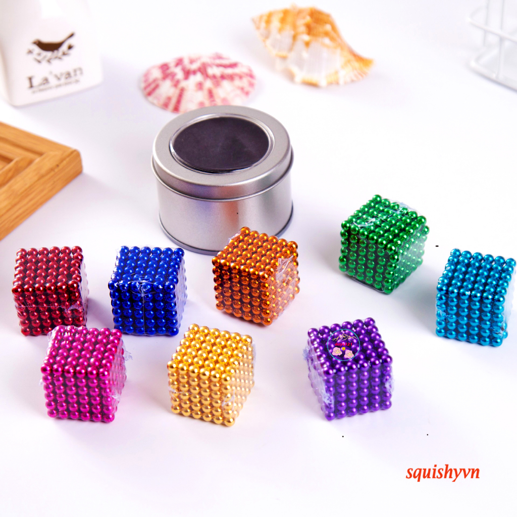 Bộ Bi Xếp Hình BuckyBalls Rainbow 8 màu 216 viên Hộp Nhôm