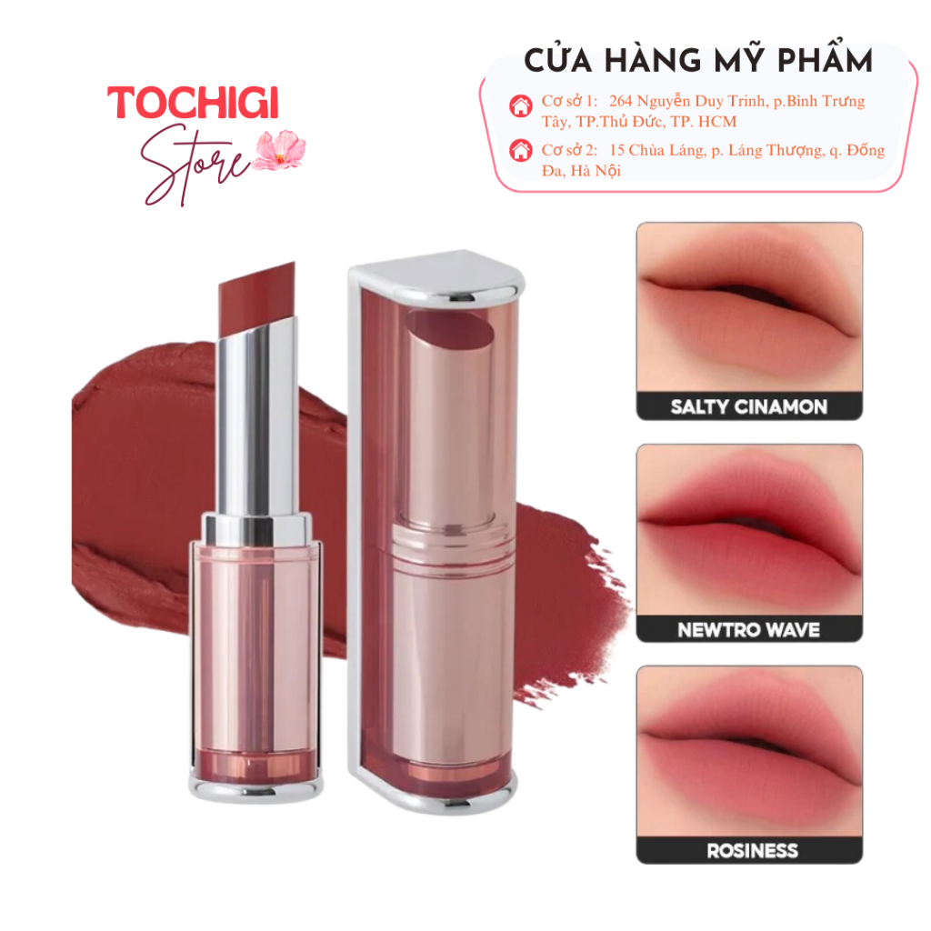 Son Thỏi 3CE Blur Matte Lipstick 4g Mịn Lì Mờ Ẩo Nhẹ Tênh Rosiness Mauve Drizzle Newtro Wave Salty Cinnamon In The Fog