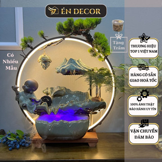Thác nước phong thuỷ tượng để bàn an nhiên ÉN DECOR size to gốm tử sa tráng men xanh cao cấp decor trang trí nhà cửa