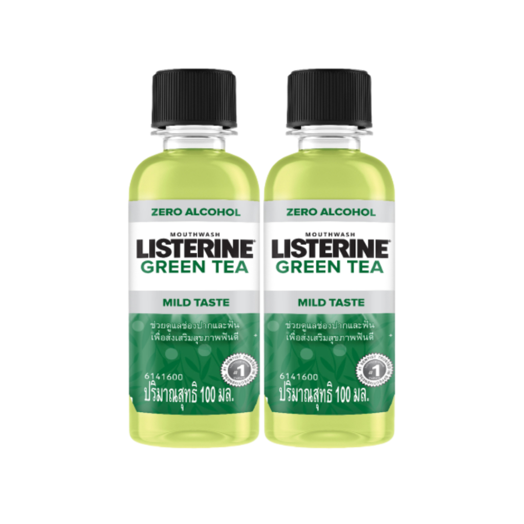 [GIFT] Combo 2 Nước súc miệng ngừa sâu răng vị trà xanh không cay Listerine Natural Green Tea 100ml/chai