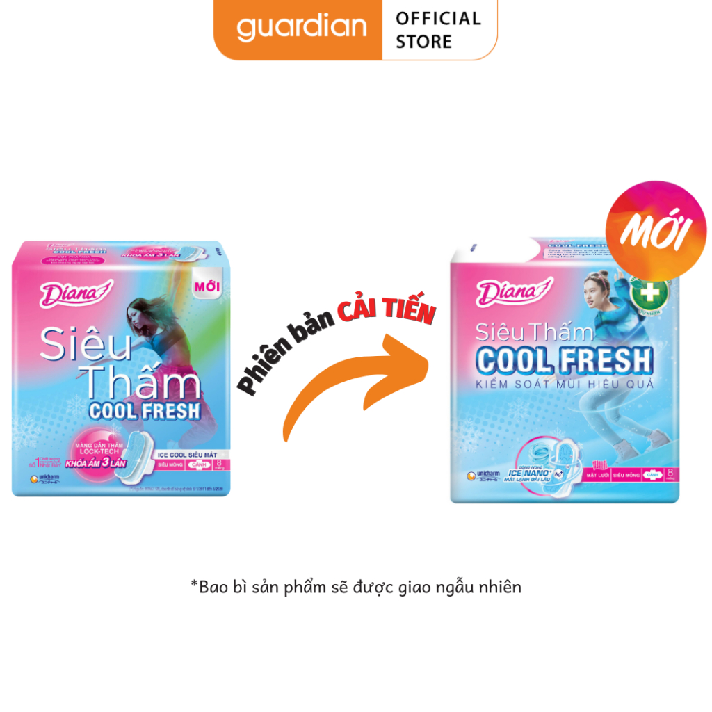Băng Vệ Sinh Siêu Thấm Cool Fresh Có Cánh Diana 8 miếng