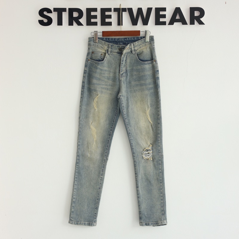 Quân jean nam streetwear cao cấp BEAR,màu canh vàng,form slimfit,vải denim co giãn(sk006)