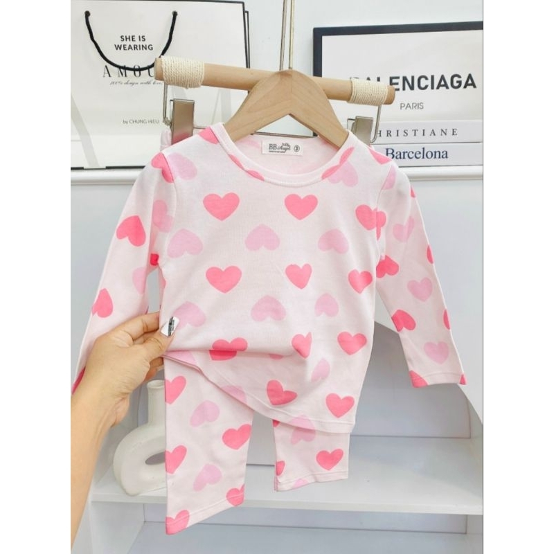 Bộ dài tay thu đông bé gái size đại chất cotton xuất Nhật mịn đẹp