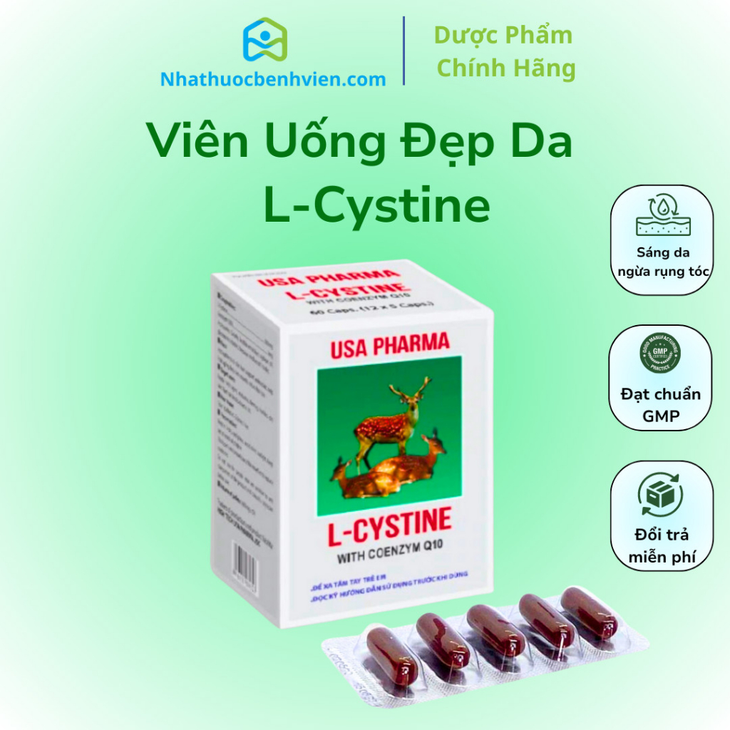 Viên uống L-cystine with Coenzyme Q10 USA Pharma 500mg hộp 60 viên
