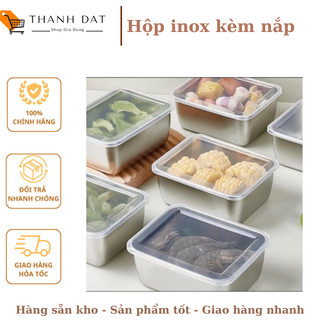 Sét 5 hộp inox kèm nắp đậy - sét khay inox 304