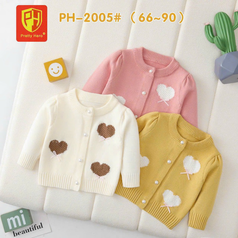 Áo Len Dài Tay Cài Giữa Cho Bé gái (7-15kg)