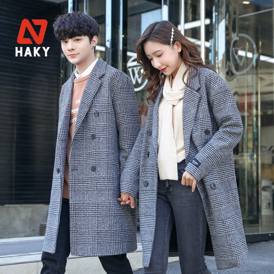 Áo Mangto Nam HAKYNGUYEN Dáng Dài Hàn Quốc,Form Rộng, Kẻ Caro, 3 Cúc HK10