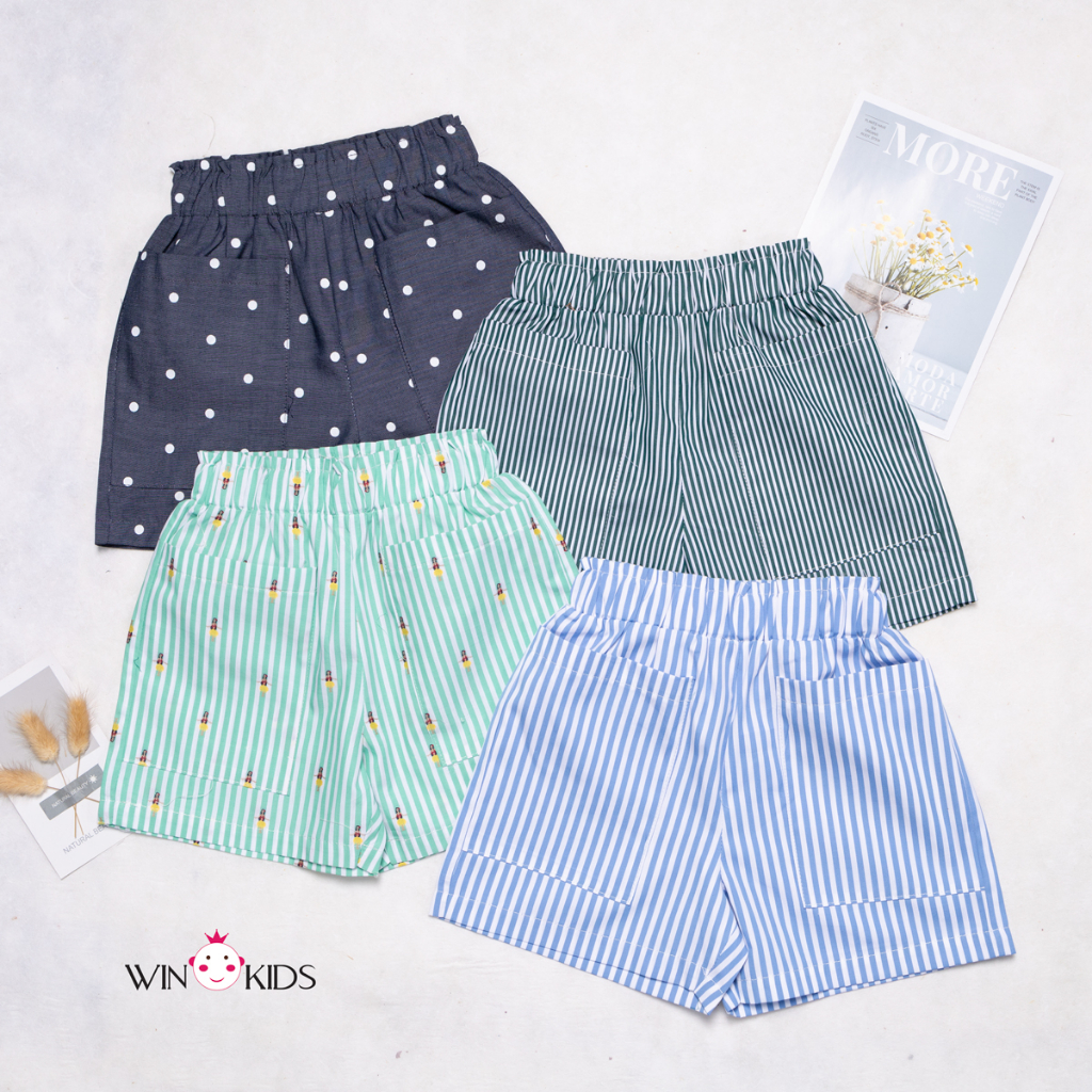 Quần đùi bé gái nhiều màu lưng thun thoải mái 13-41kg Thời trang trẻ em WINKIDS quần áo cho bé