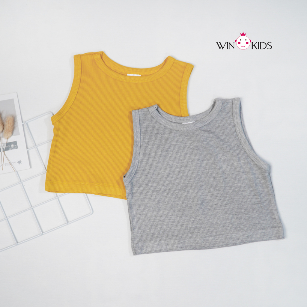 Áo croptop sát nách bé gái ba lỗ ôm body thun cotton 10-40kg Thời trang trẻ em WINKIDS