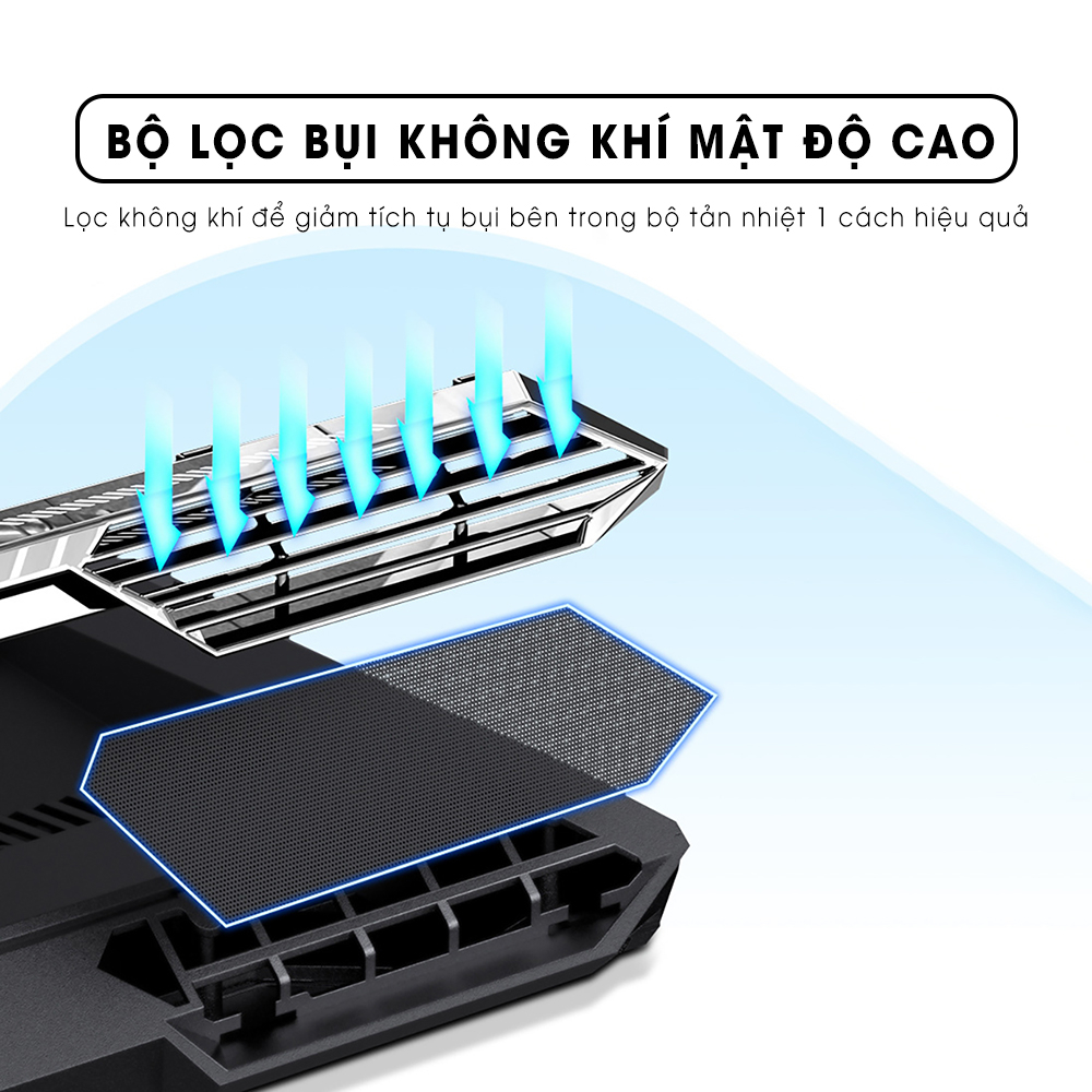 Đế tản nhiệt laptop gaming SIDOCOOLER X500 quạt kép làm mát nhanh LED RGB điều chỉnh độ cao 7 mức tương thích 18 inch