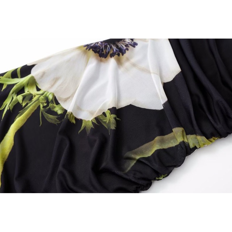 Váy cúp ngực voan lưới phối hoa hàng xuất dư