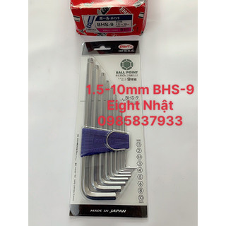 Bộ lục giác 9 chiếc đầu bi 1.5-10 mm BHS-9 Eight Nhật dùng vặn ốc chìm tại Máy cầm tay NTT bảo hành dài hạn