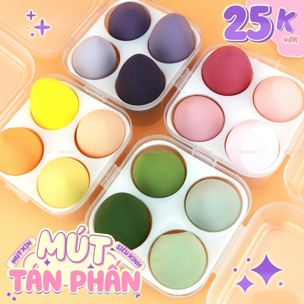 Hộp 4 Bông Mút Tán Kem Nền