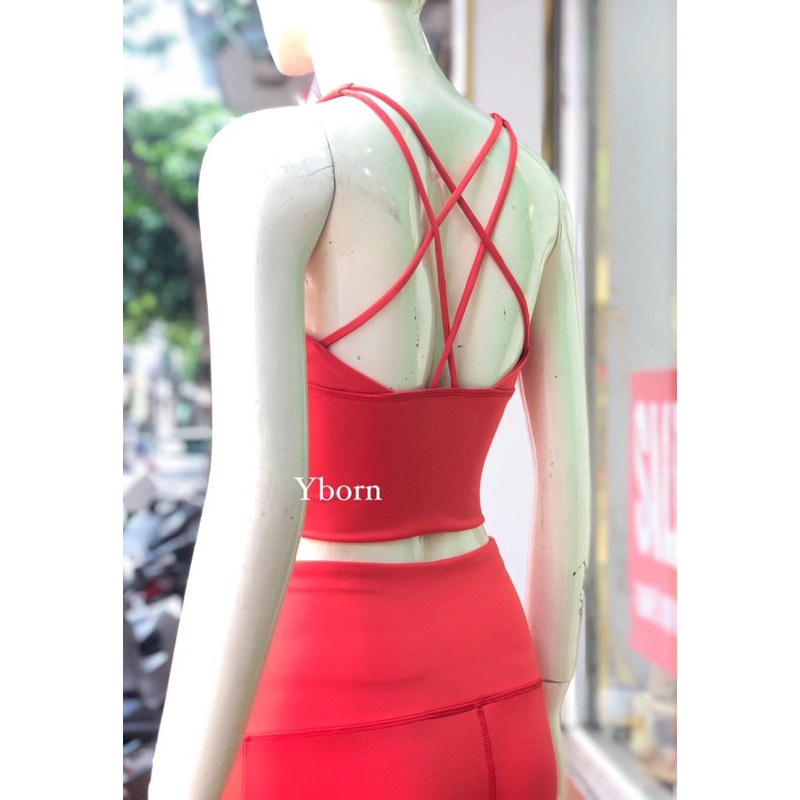 Set quần áo  tập yoga, gym, thể thao màu đỏ hiệu Yborn