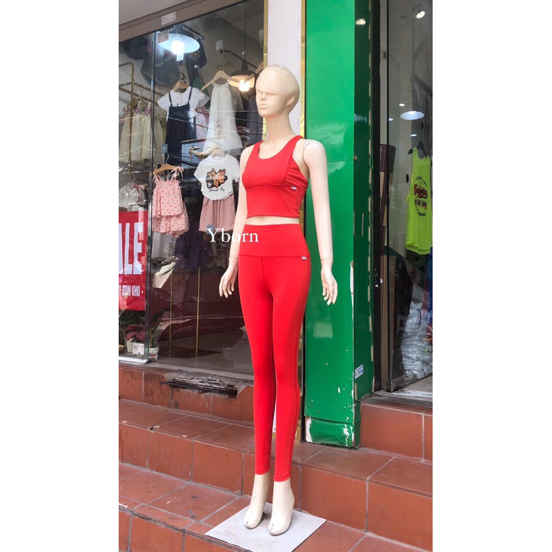 Set quần áo  tập yoga, gym, thể thao màu đỏ hiệu Yborn