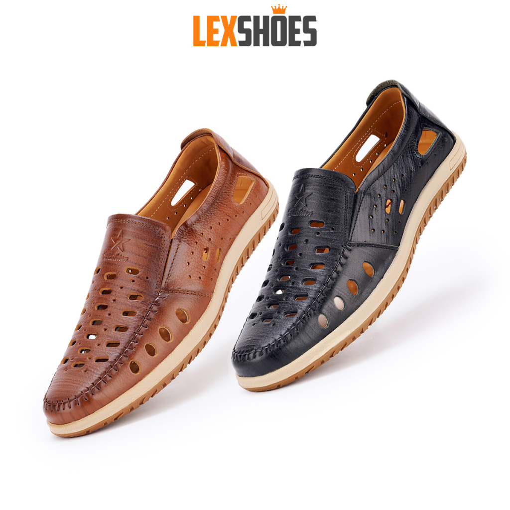 Giày hè thoáng khí LEXSHOES giày da bò LEX16 cao cấp bảo hành 1 năm