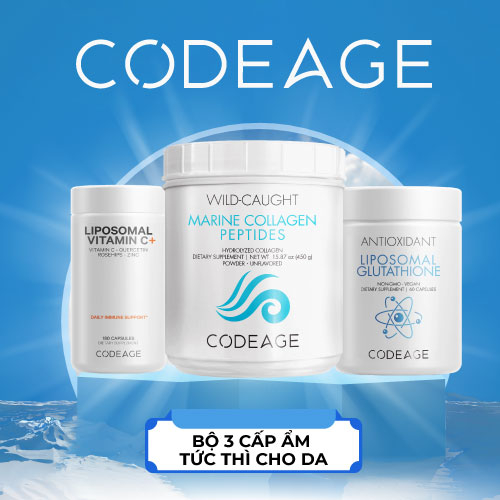 Bộ ba CODEAGE dưỡng sáng, phục hồi da MARINE COLLAGEN + LIPOSOMAL GLUTATHIONE + LIPOSOMAL VITAMIN C