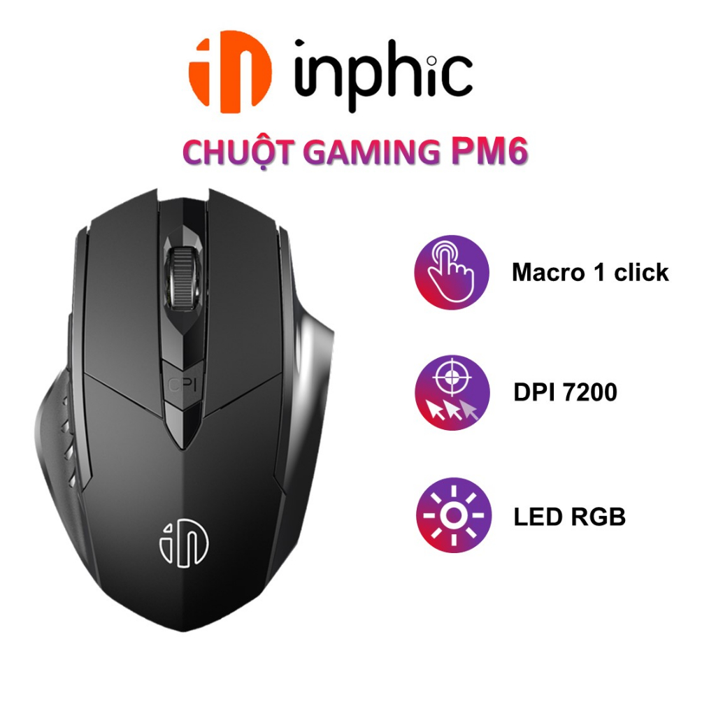 Chuột máy tính không dây INPHIC F1S wireless Bluetooth pin sạc silent chống ồn laptop gaming văn phòng