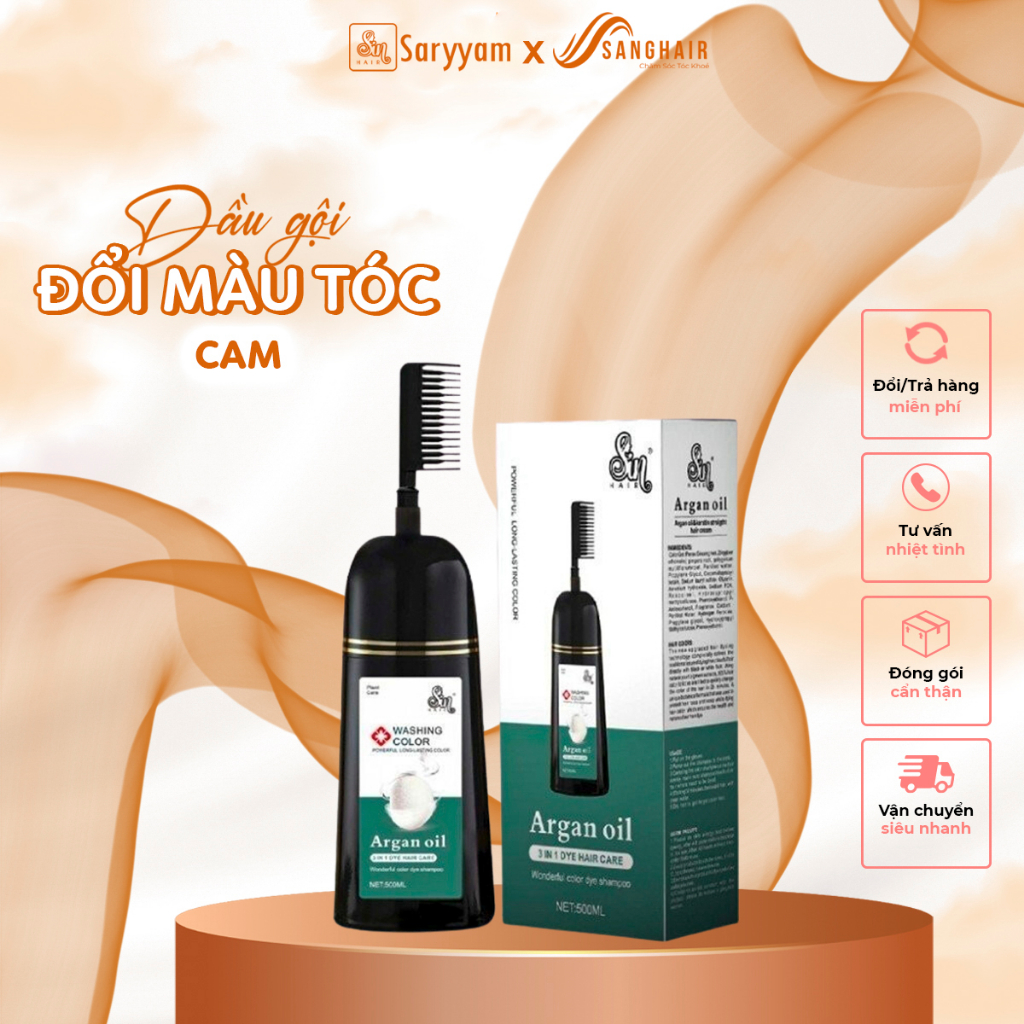 Dầu gội đổi màu tóc sinhair Cam | Gội là đổi màu | Sanghair
