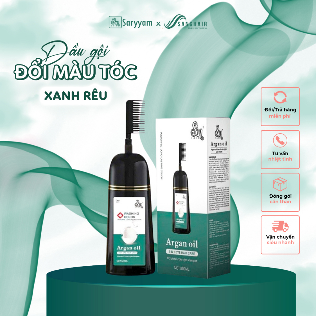 Dầu gội đổi màu tóc sinhair Xanh Rêu | Gội là đổi màu | Sang Hair