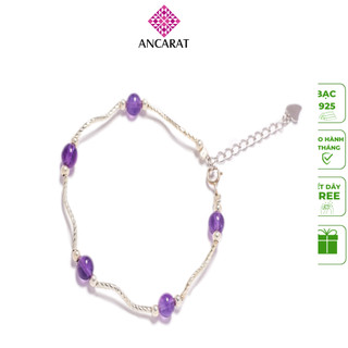 ANCARAT - Vòng tay Bạc Đá Ngũ Hành Thạch anh tím VD07 (Mệnh Thổ) Hàng có sẵn