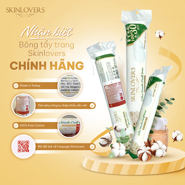 Bông tẩy trang Skinlovers Thổ Nhĩ Kỳ 100% tự nhiên SKLV5044 120+30 miếng