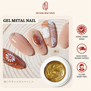 Gel metal nail màu vàng bạc, gel metan inox Nhật vẽ móng siêu sáng