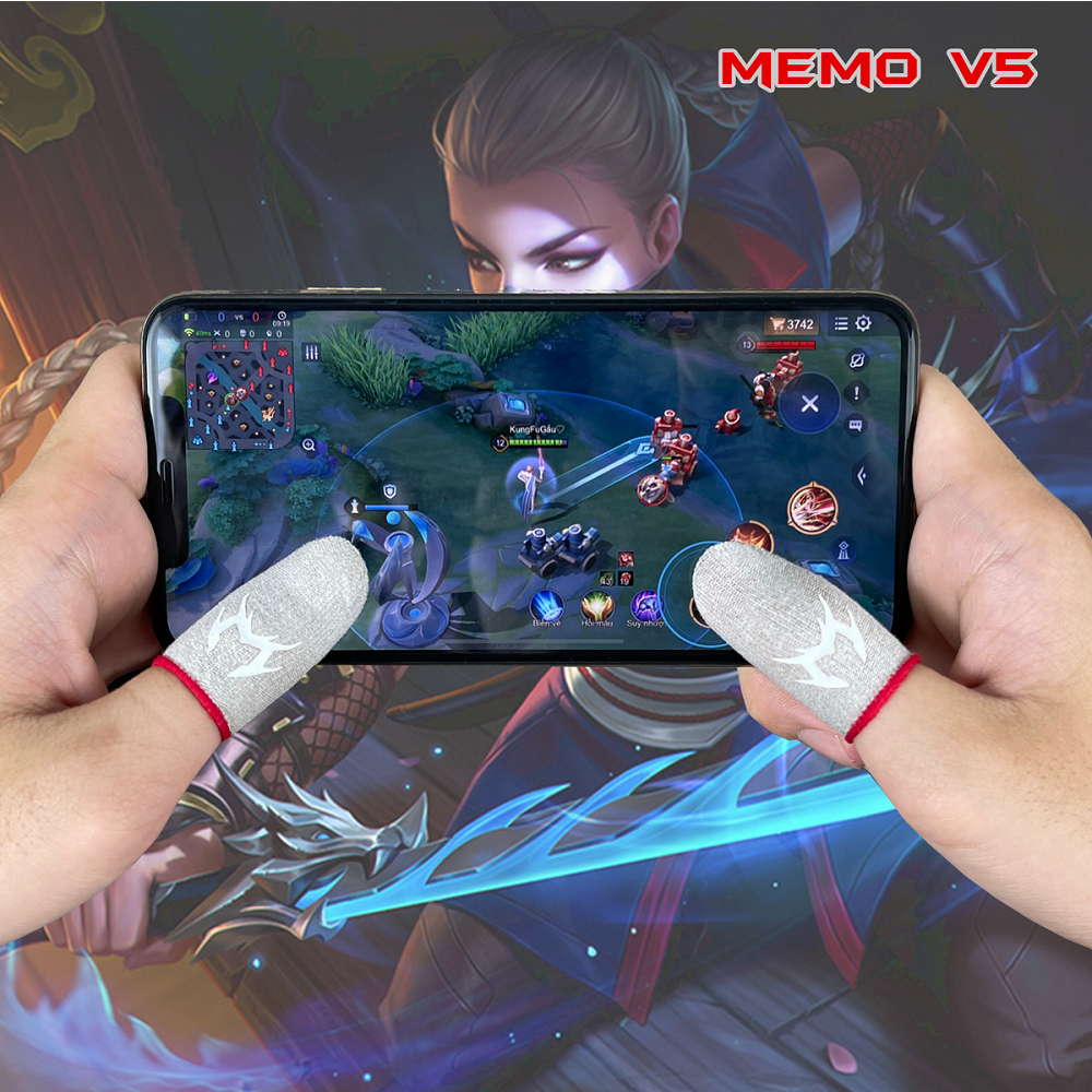 Găng tay chơi game FF chống mồ hôi Memo V5 Finger Sleeve phiên bản bao tay cảm ứng siêu nhạy sợi carbon