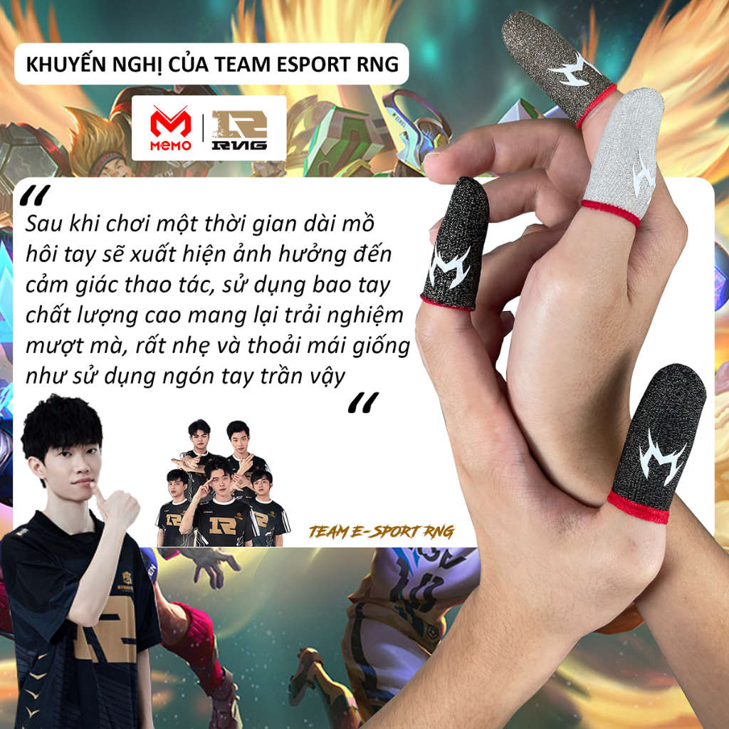 Găng tay gaming chống mồ hôi Memo V2 Finger Sleeve phiên bản bao tay cảm ứng siêu nhạy sợi carbon chơi game Liên Quân FF