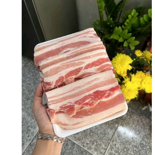 Ba chỉ heo cắt lát dày 5mm, thích hợp để nướng,khay 500g