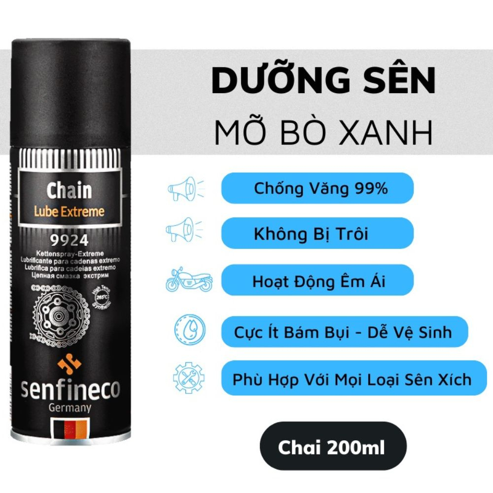 Dưỡng Sên Senfineco Chain Lube Dưỡng Sên 2 Bánh Không Văng , Chịu Nhiệt 265 Độ