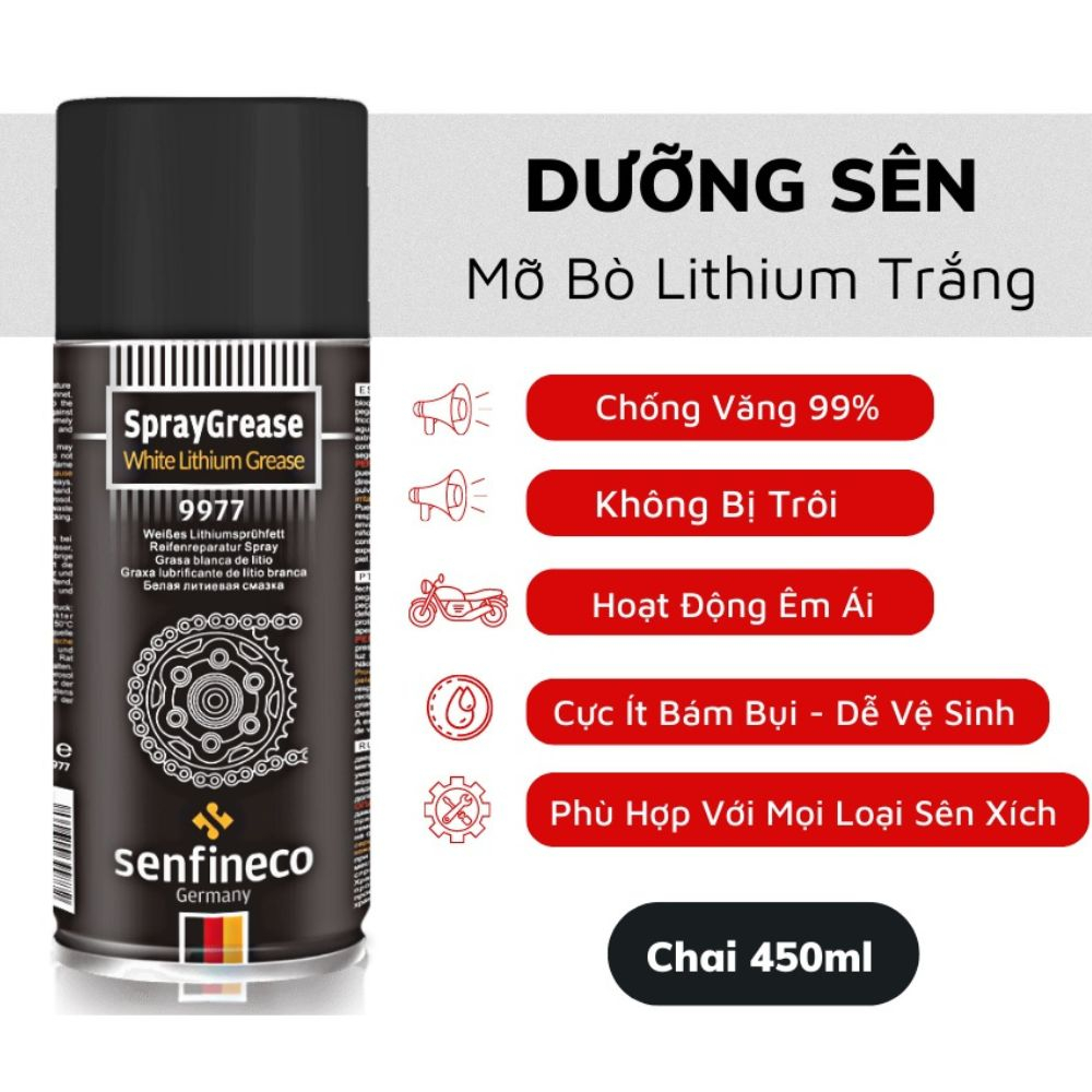 Dưỡng Sên Senfineco Chain Lube Dưỡng Sên 2 Bánh Không Văng , Chịu Nhiệt 265 Độ