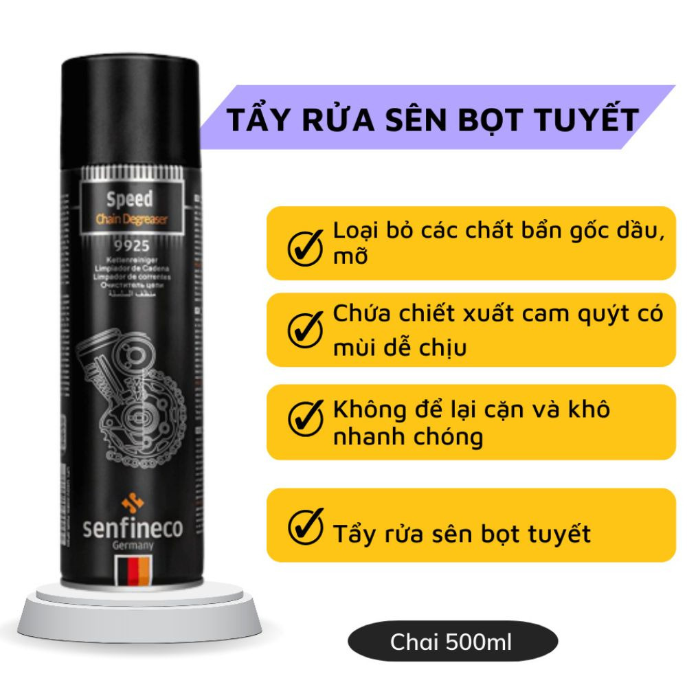 Dưỡng Sên Senfineco Chain Lube Dưỡng Sên 2 Bánh Không Văng , Chịu Nhiệt 265 Độ