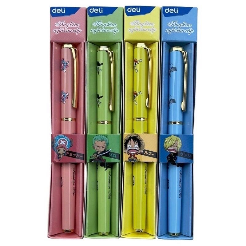 Bút máy ngòi mài Deli hình One Piece Q892 / Bút luyện chữ đẹp CQ892 tặng kèm 1 ngòi thay tay cầm định vị