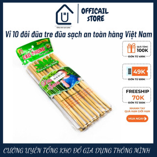 Vỉ 10 đôi đũa tre đũa sạch an toàn hàng Việt Nam
