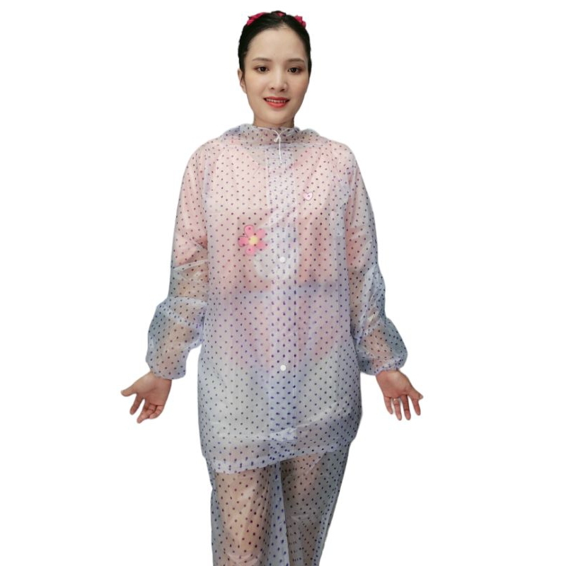 Áo mưa bộ người lớn in hoa nhựa pvc trong mềm dẻo . thiết kế thời trang