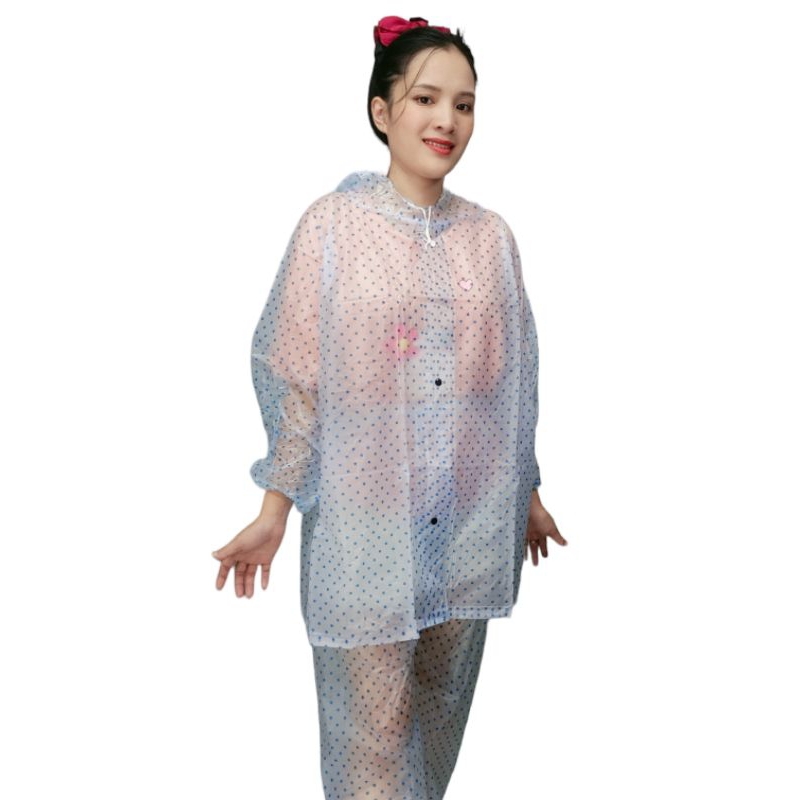 Áo mưa bộ người lớn in hoa nhựa pvc trong mềm dẻo . thiết kế thời trang