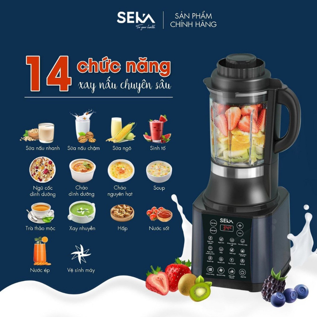 Máy xay sữa hạt SEKA E400 Cao Cấp 1750ml Đa năng với 14 chức năng ưu Việt - Bảo hành 24 tháng