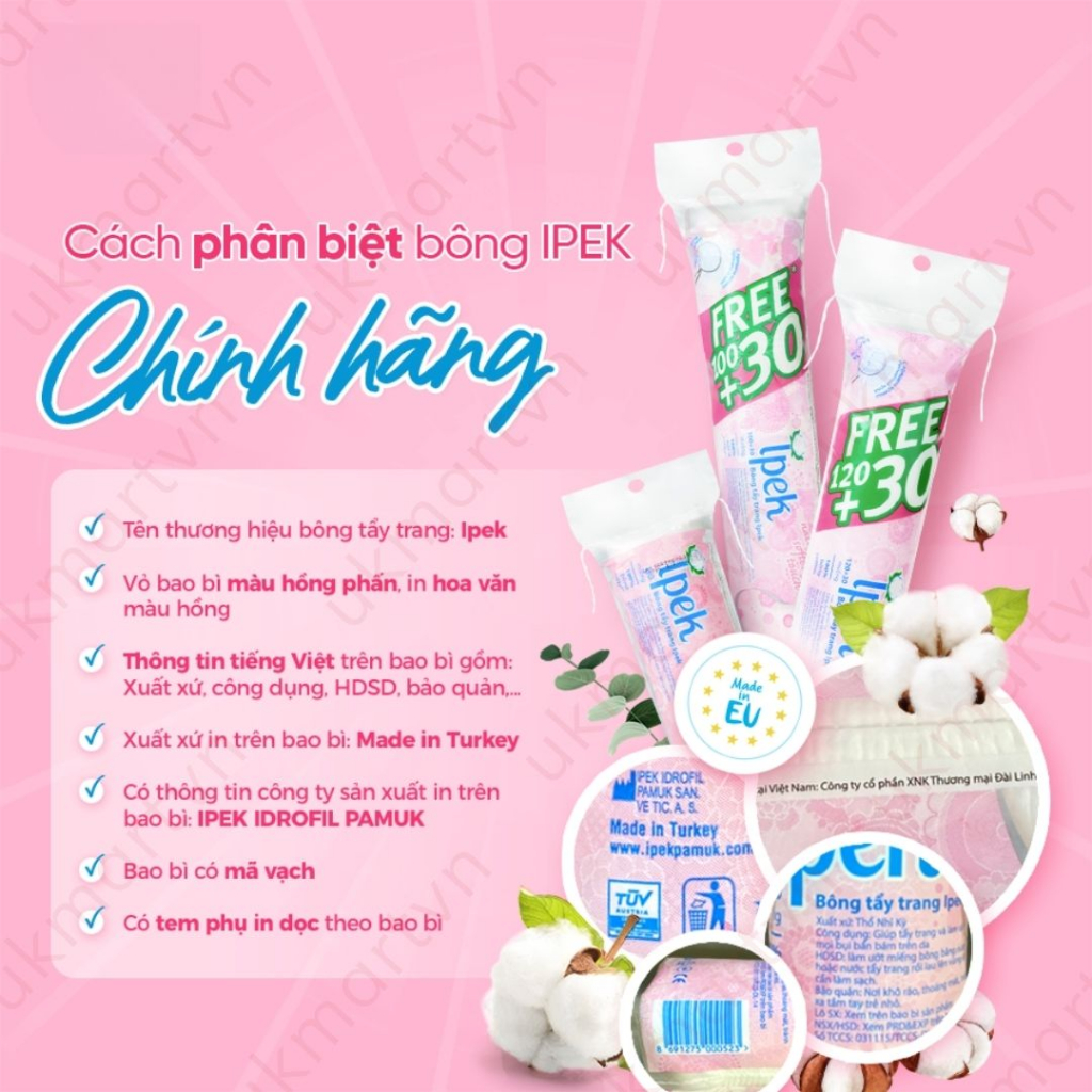 Combo 5 Bông Tẩy Trang Ipek 80 Miếng