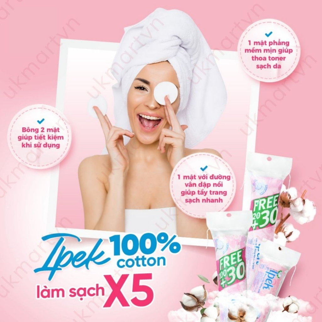 Combo 5 Bông Tẩy Trang Ipek 80 Miếng