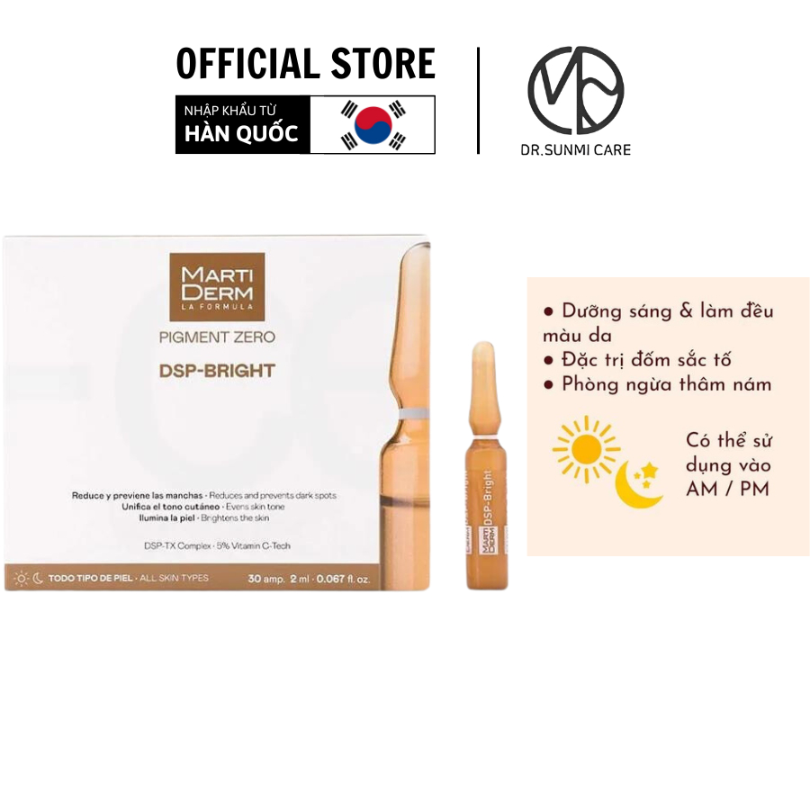 DSP MartiDerm Pigment Zero - Ampoule Dưỡng Sáng Đều Màu Da, Giảm Đốm Sắc Tố 30 ống