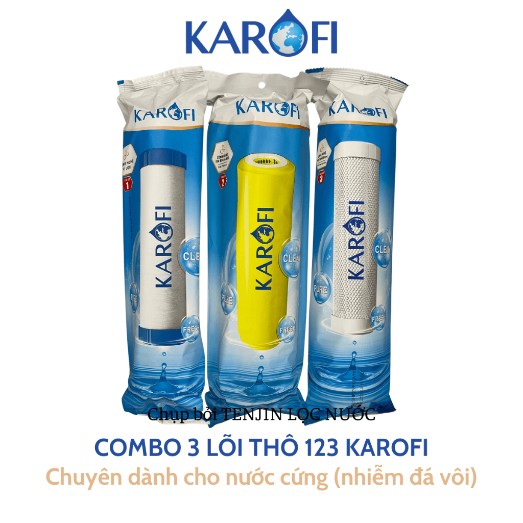 Combo 3 Lõi 123 Smax Duo Karofi  Chuyên Dùng Cho Nước Giếng Nước Cứng Hoặc Nhiễm Mặn