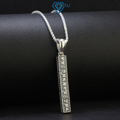 Dây chuyền nam bạc Om Mani Padme Hum may mắn, mặt hình trụ cá tính DCA0116 - Trang Sức TNJ