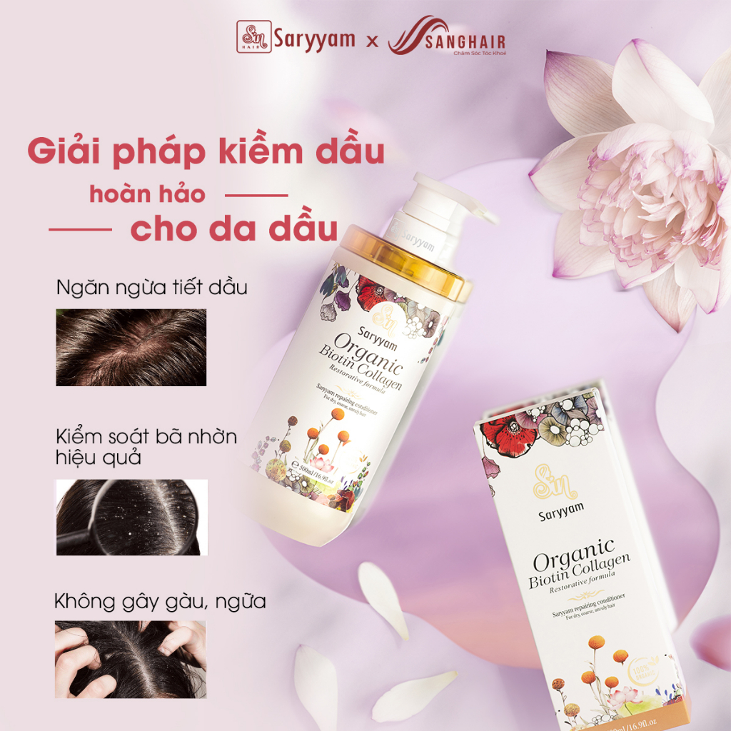 Combo dầu gội và xả nước hoa SinHair Saryyam hương Sen Bách Diệp - Hỗ trợ thải độc da đầu và phục hồi hư tổn