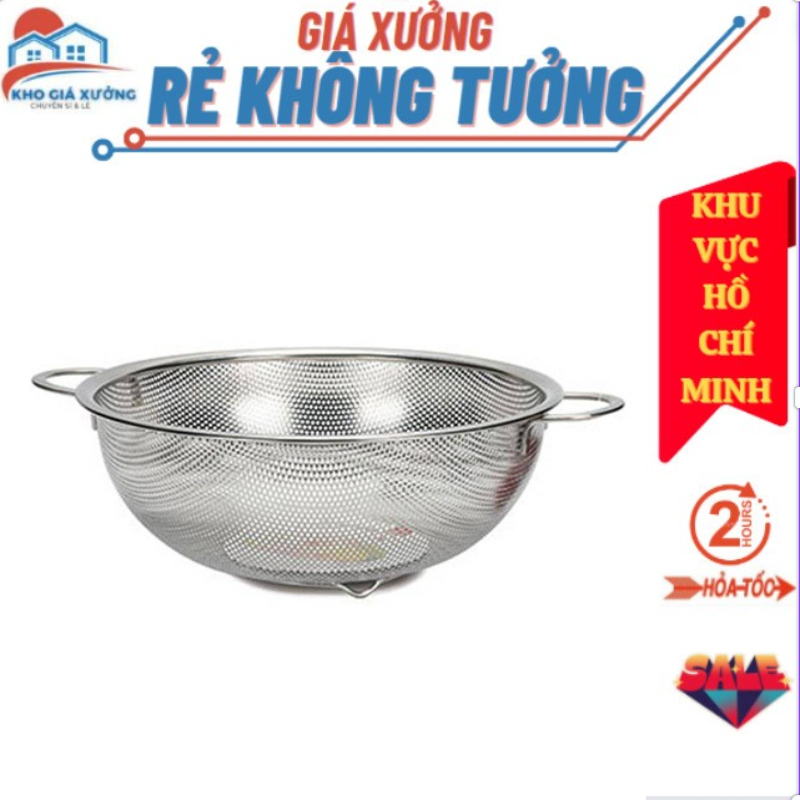 Rổ inox 2 Quai Tay Cầm Cứng Cáp Không Hoen Gỉ Chống Oxy Hóa size từ 25.5cm Chịu Nhiệt Tốt 200 Độ c