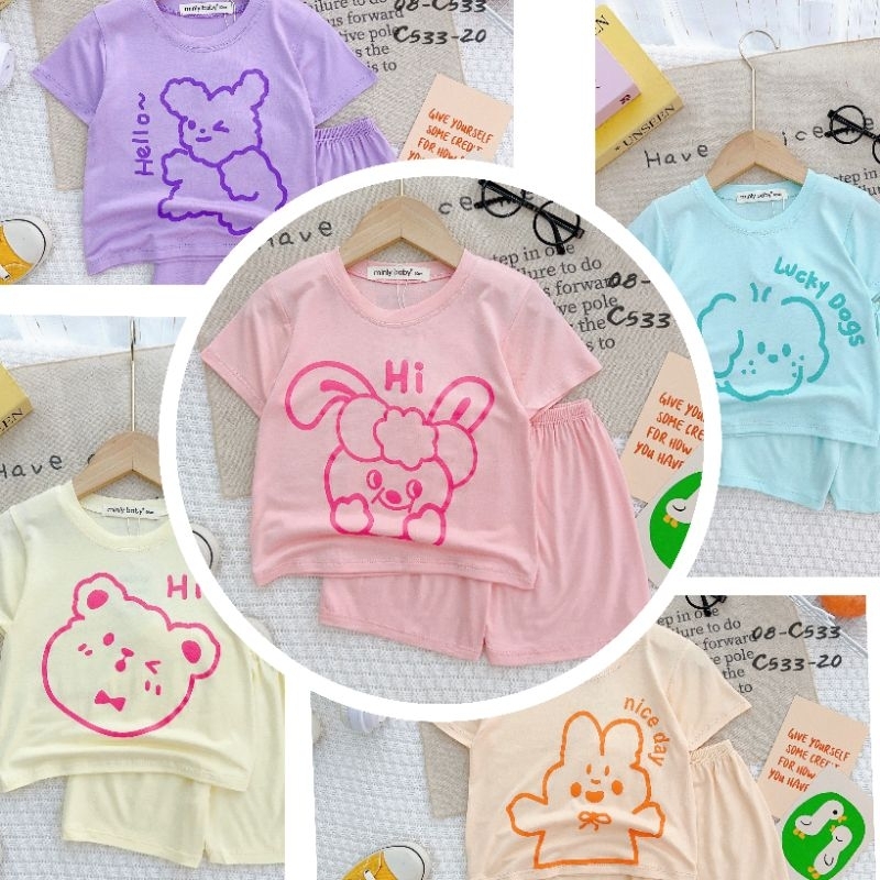 𝐔𝐧𝐢𝐛𝐚𝐛𝐲 Đồ Bộ Bé Gái, Bộ Quần Áo Cộc Tay Bé Gái Vải 𝐓𝐡𝐮𝐧 𝐋𝐚̣𝐧𝐡  Hàng Chính Hãng Minlybaby - Unibaby - C533