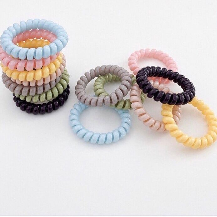 Dây buộc tóc lò xo nhiều màu sắc Pastel giao màu ngẫu nhiên